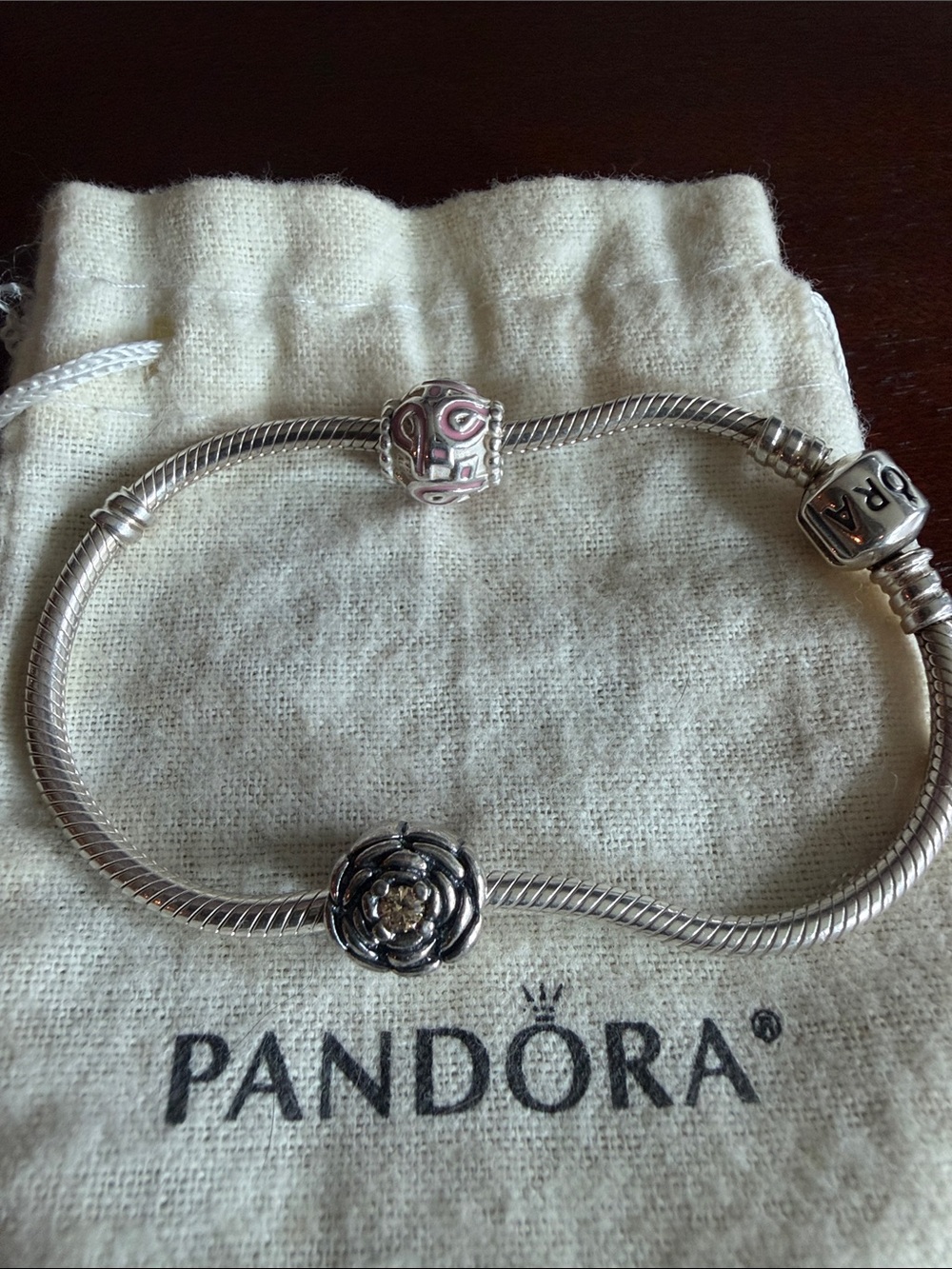 Pandora bracelet with free charms